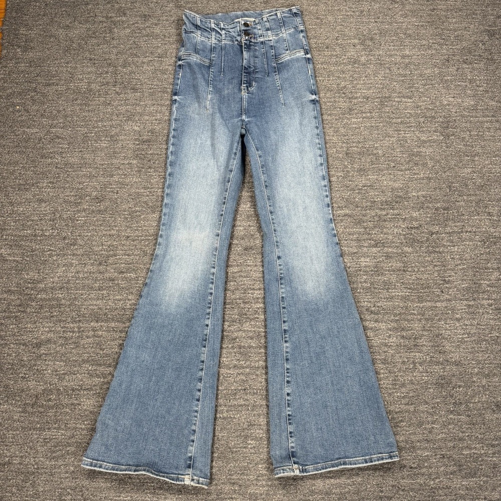 We the Free People Jayde Flare Jeans 28  High Rise Denim Bell Bottom Boho Blue